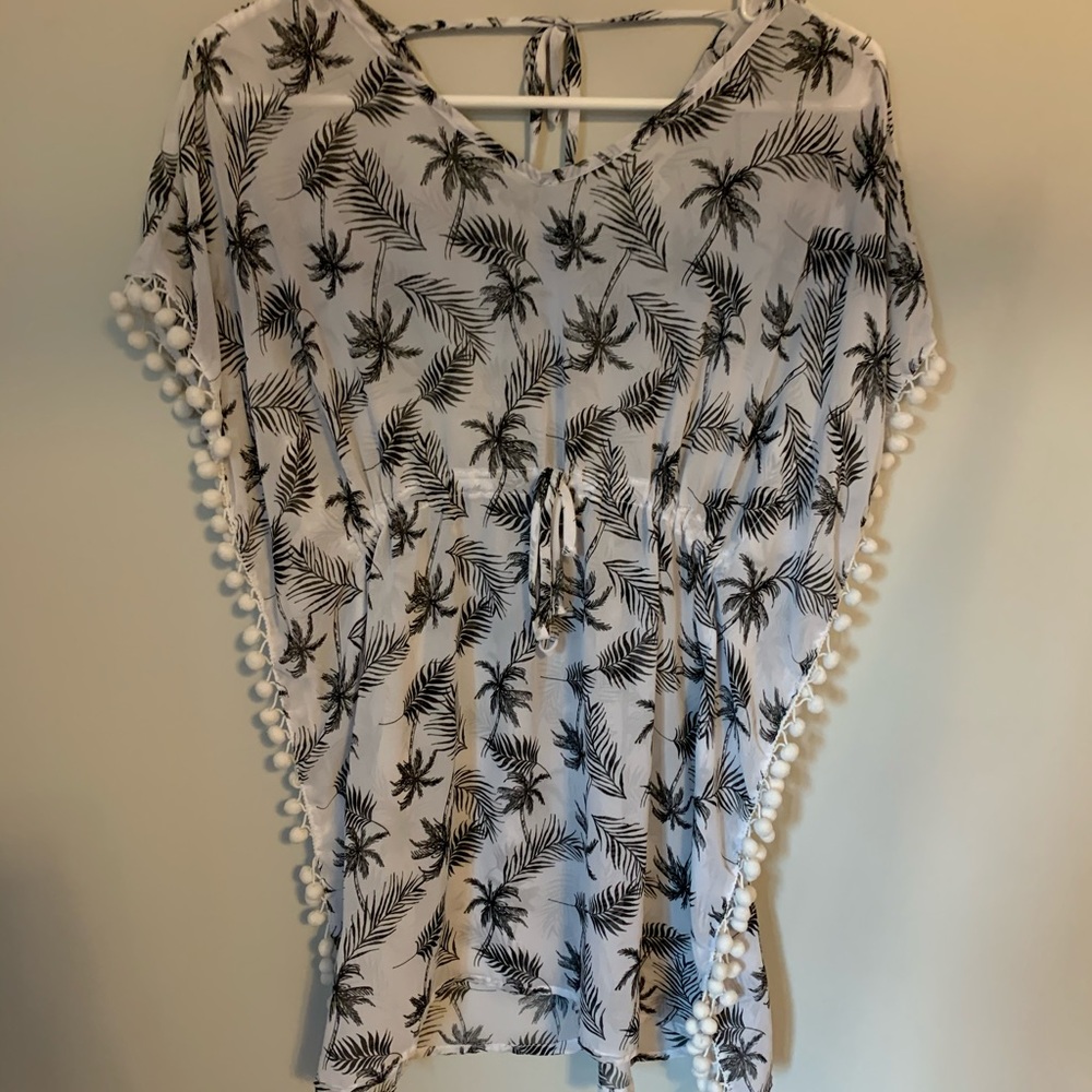 Floral transparent bathing suit cover up